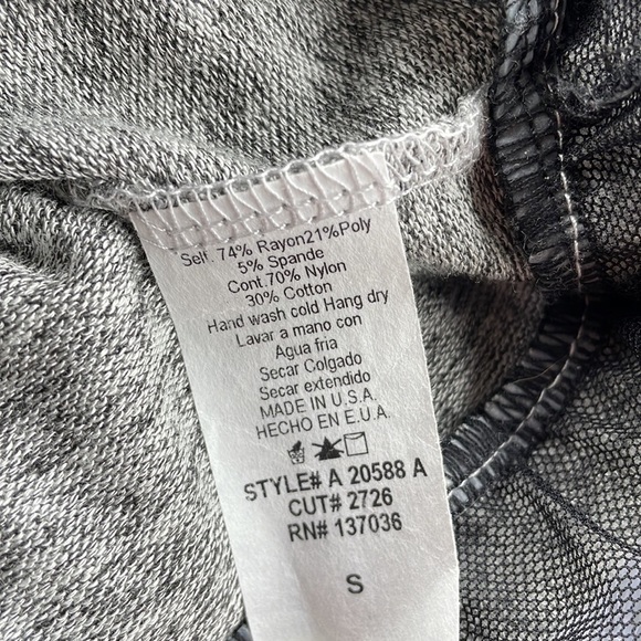 Paper Crane Sweater Cowl Turtleneck Grey Black Sheer Lace Hem Bohemian Sz Small - Picture 6 of 7